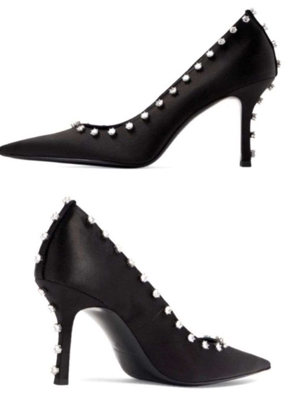 Alexander Wang 85mm Rhinestone crystal-embellished satin high heel pumps Size 8